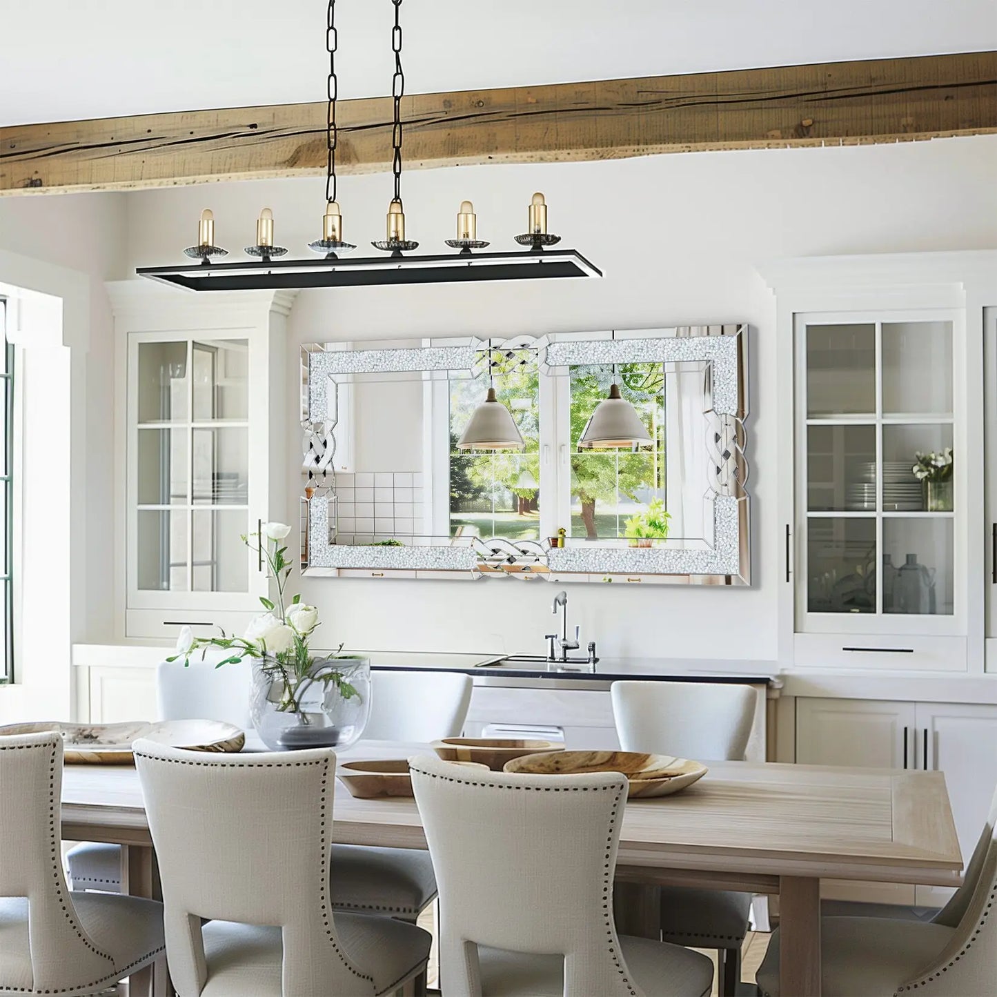 Wisfor Crushed Diamond Wall Mirror Rectangular Glass