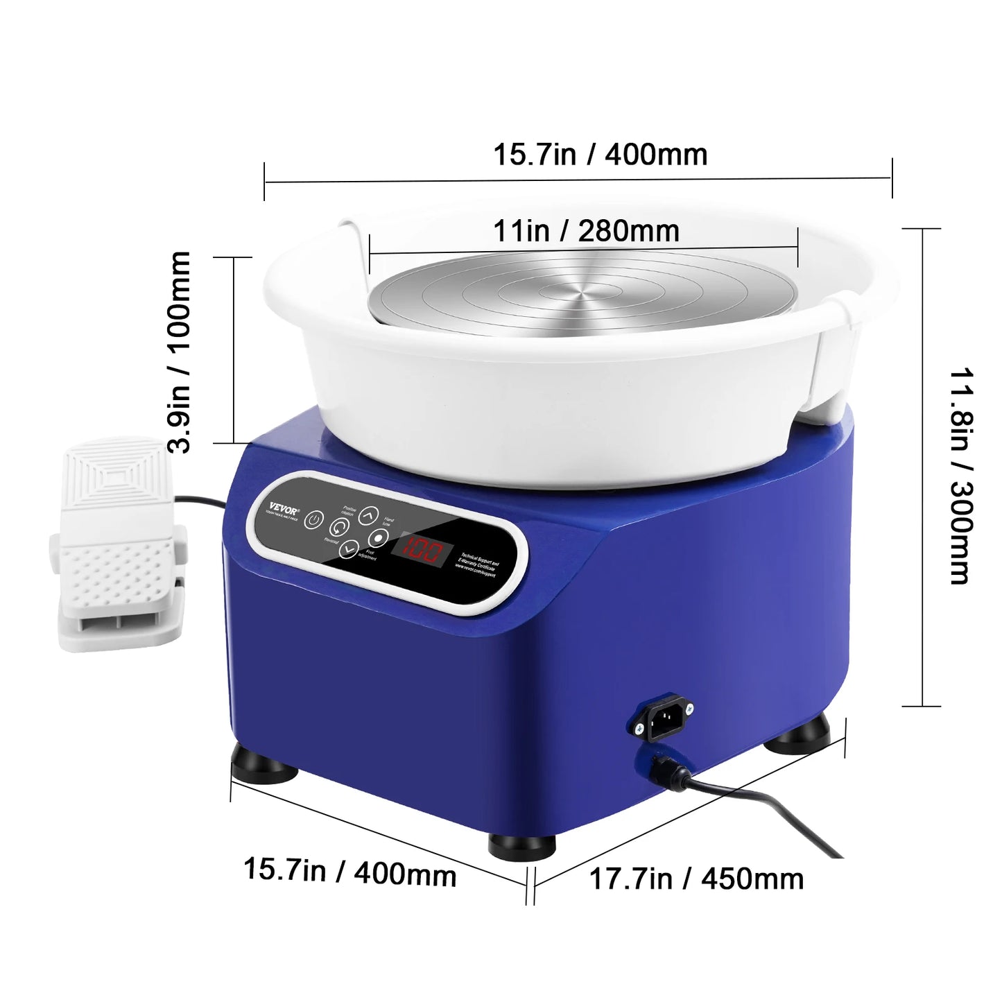 SucceBuy Pottery Wheel 11 inch Pottery Forming 450W Electric Wheel for Pottery Direct Drive Ceramic Wheel for DIY Art Craft Blue