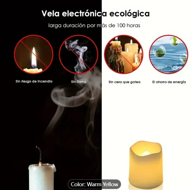 24-Pack Flameless LED Tea Lights, Battery-Operated, Polished PP, Warm White, Safe for Home & Festive Decor, Perfect for Christma