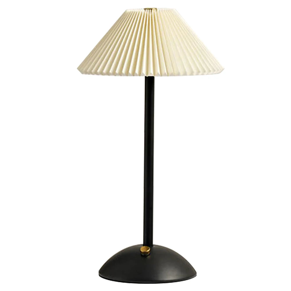 Nordic Pleated Table Lamp USB Charging Art Atmosphere Lamp Modern Style with Metal Base for Bedroom Living Room Decor