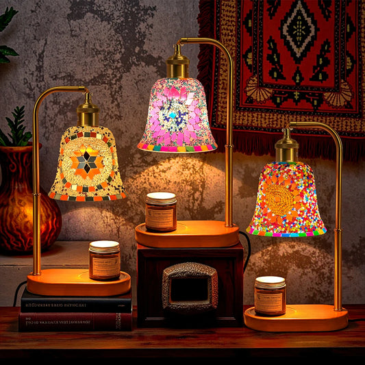 Bohemian style bedside lamp, 3 colors, hand-colored glass table lamp, retro, night light, decoration for living room and bedroom
