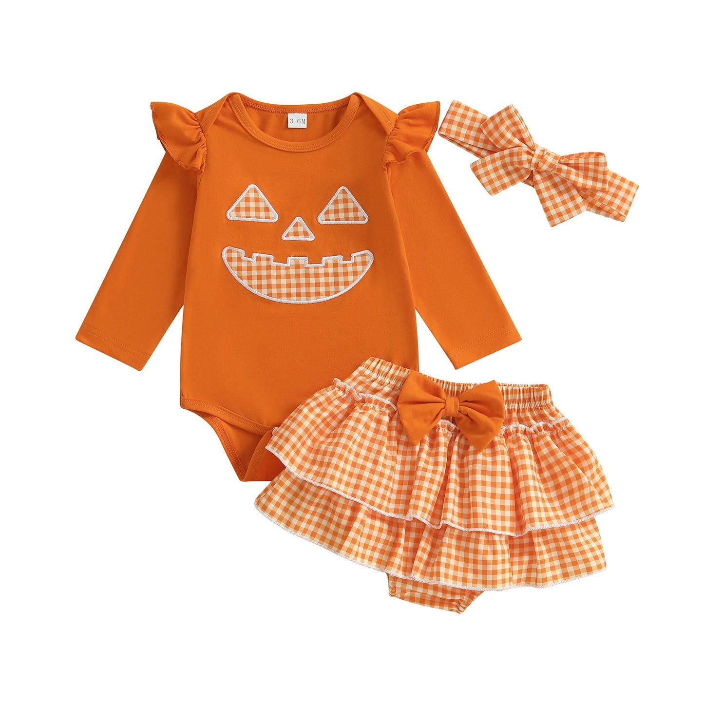 Toddler Halloween Costume Ghost Print Long Sleeve Romper Tutu Skirt with Headband 3 Piece Set for Baby Girl