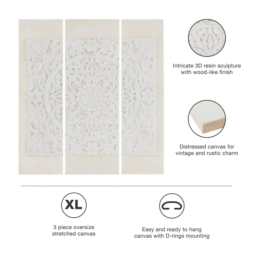 Triptych 3-piece Dimensional Resin Canvas Wall Art Set
