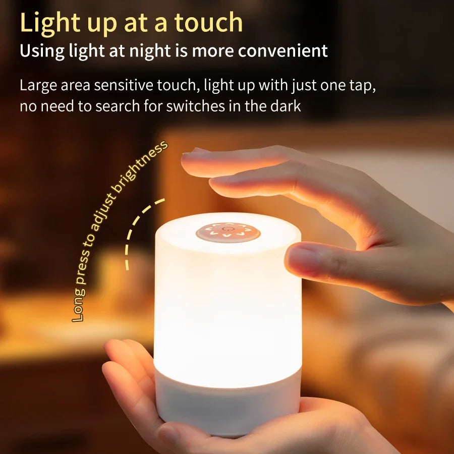 LED Touch Switch Night Lamp Remote Control Rechargeable Three Colors Dimmable Light Timing Bedside Sleeping Reading Table Lights