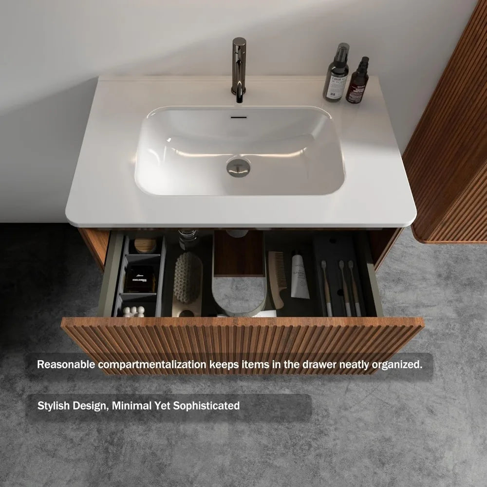 Premium Vanity With Sink Wall Mounted Floating One Piece