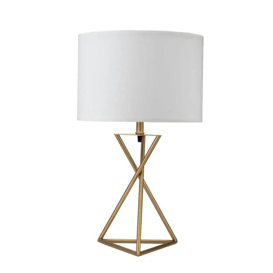 26.25" Tall Mid-Century Metal Table Lamp, Hourglass Design in Matte Gold Finish