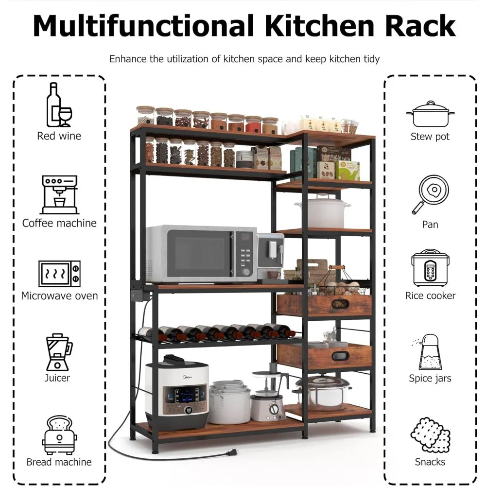 Two-Piece Sideboard Buffet Cabinet Set with 59 Storage and Adjustable Shelves, Accent Storage Cabinet for Home Dining Room
