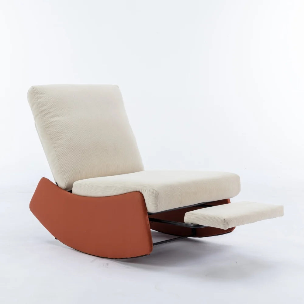 Modern Rocking Chair Recliner, Comfy Rocker Nursery Chair with Footrest, Accent Reading Chair, Upholstered Lounge Chair