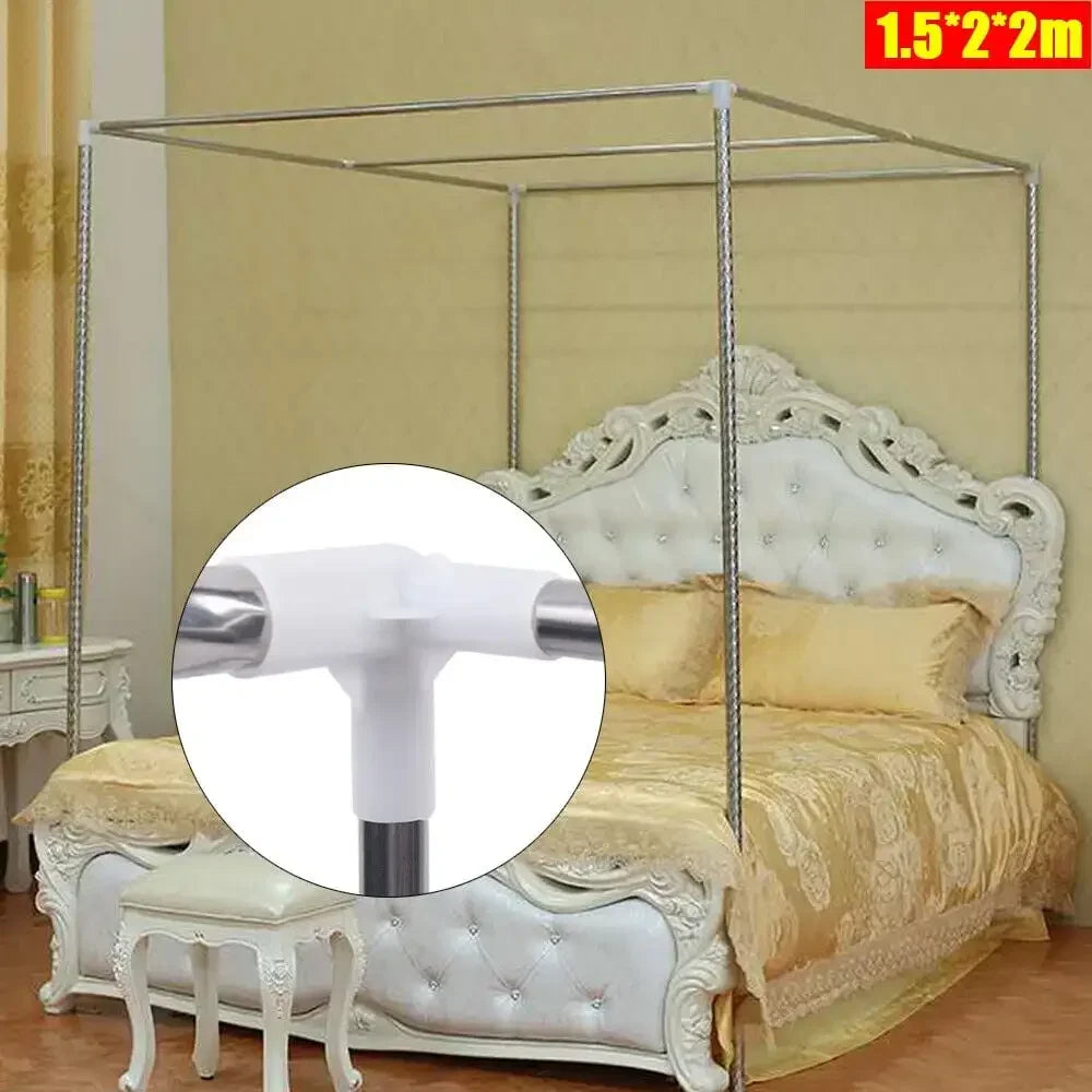 Stainless Steel Bedding Canopy Frame, Bedroom Furniture, Detachable Mosquito Net Frame, Bed Frame Queen for 4 Corner Bed