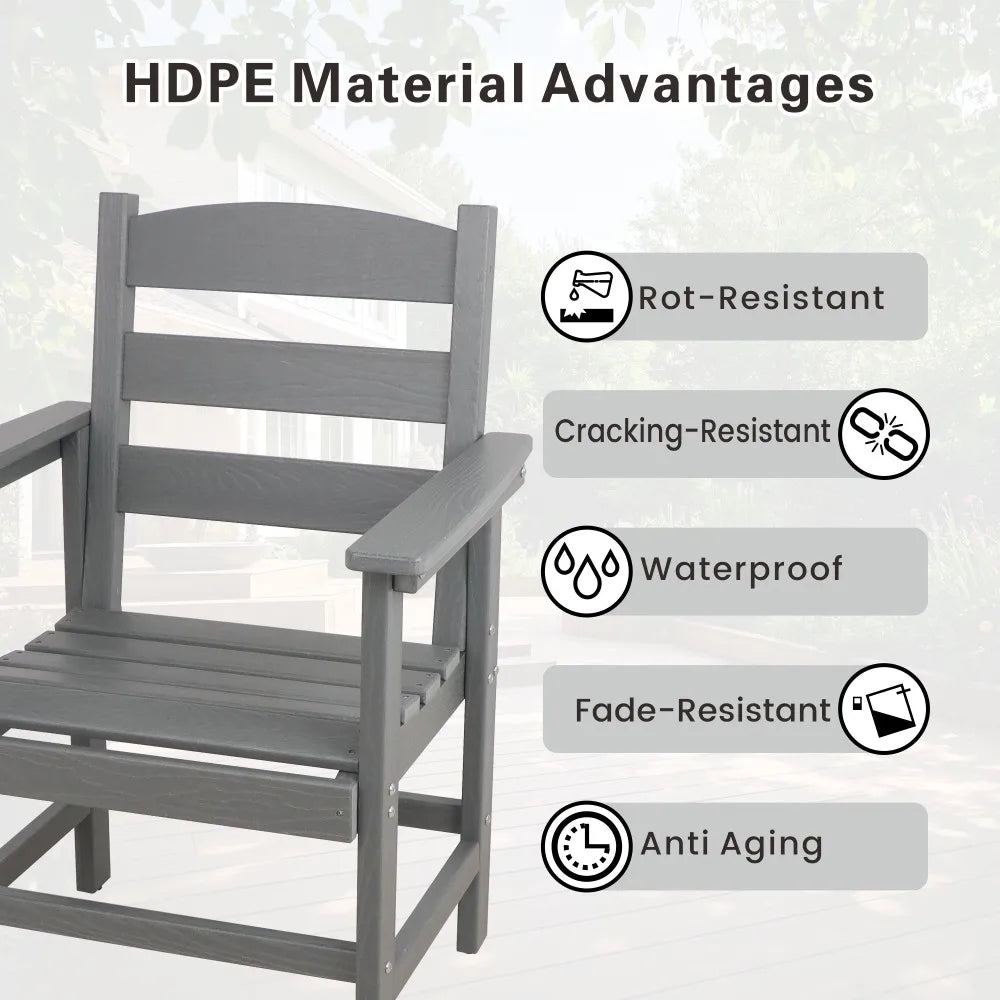 7 Piece HDPE Patio Outdoor Furniture Set for 6, Dining Table and Chairs,51'' Outdoor Dining Table , Outdoor Dining Set
