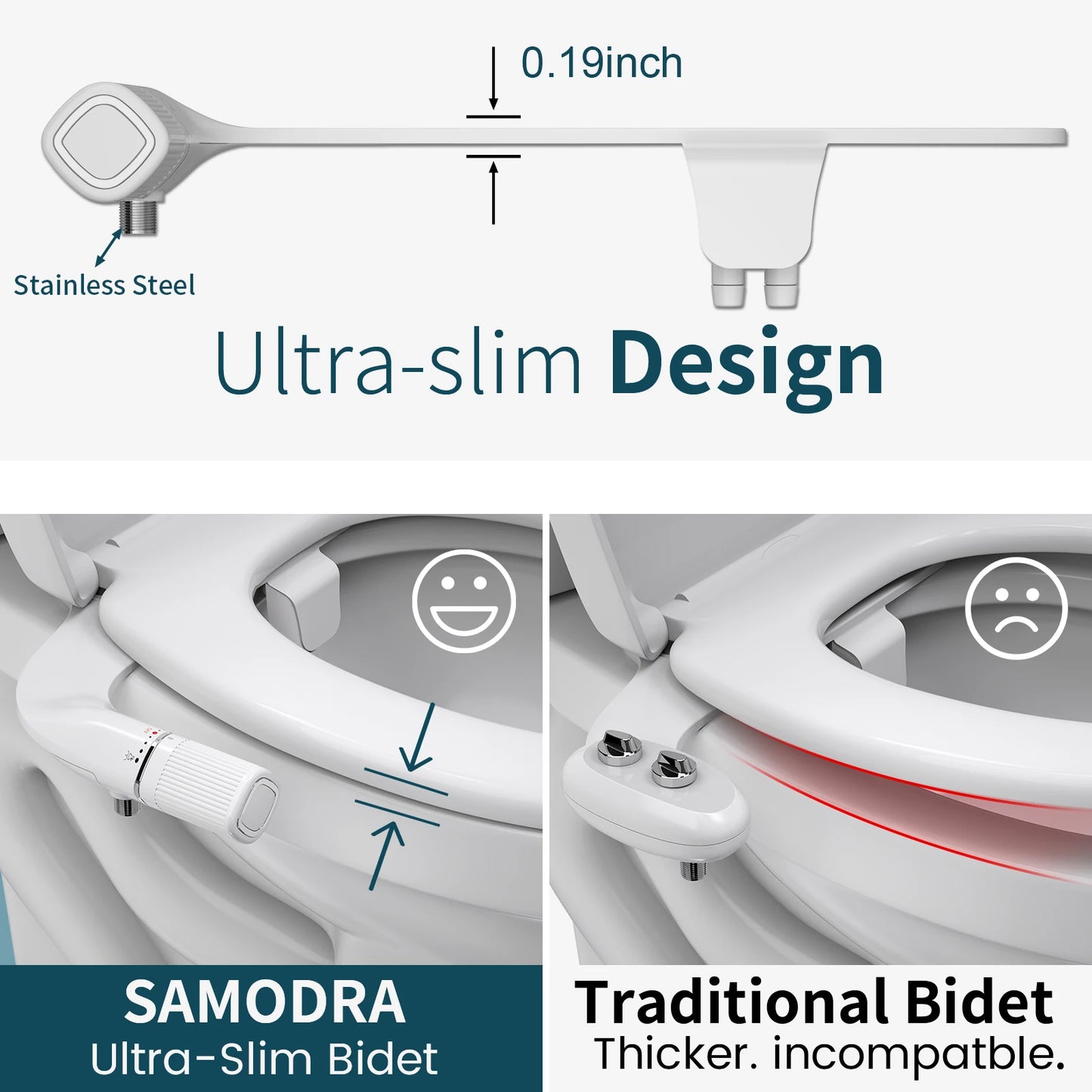 Samodra Bidet Attachment With Brass Inlet Dual Nozzle