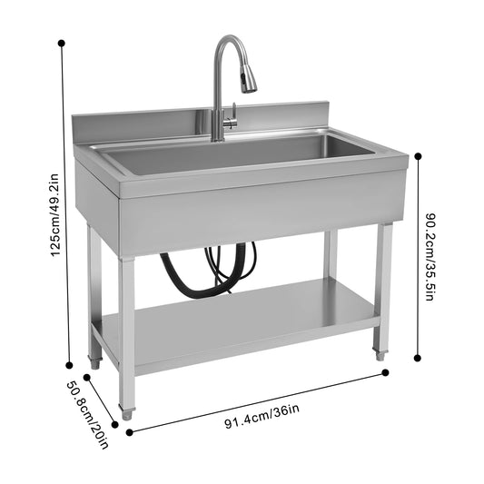 Bymaocar Freestanding Stainless Steel Kitchen Sink Laundry