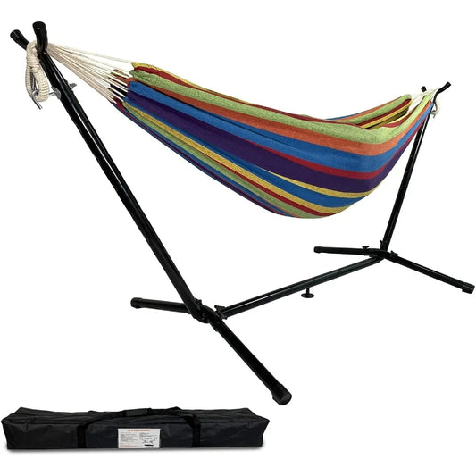 Hammock with Steel Stand - Max 600 Lbs (B- Blue/Purple)