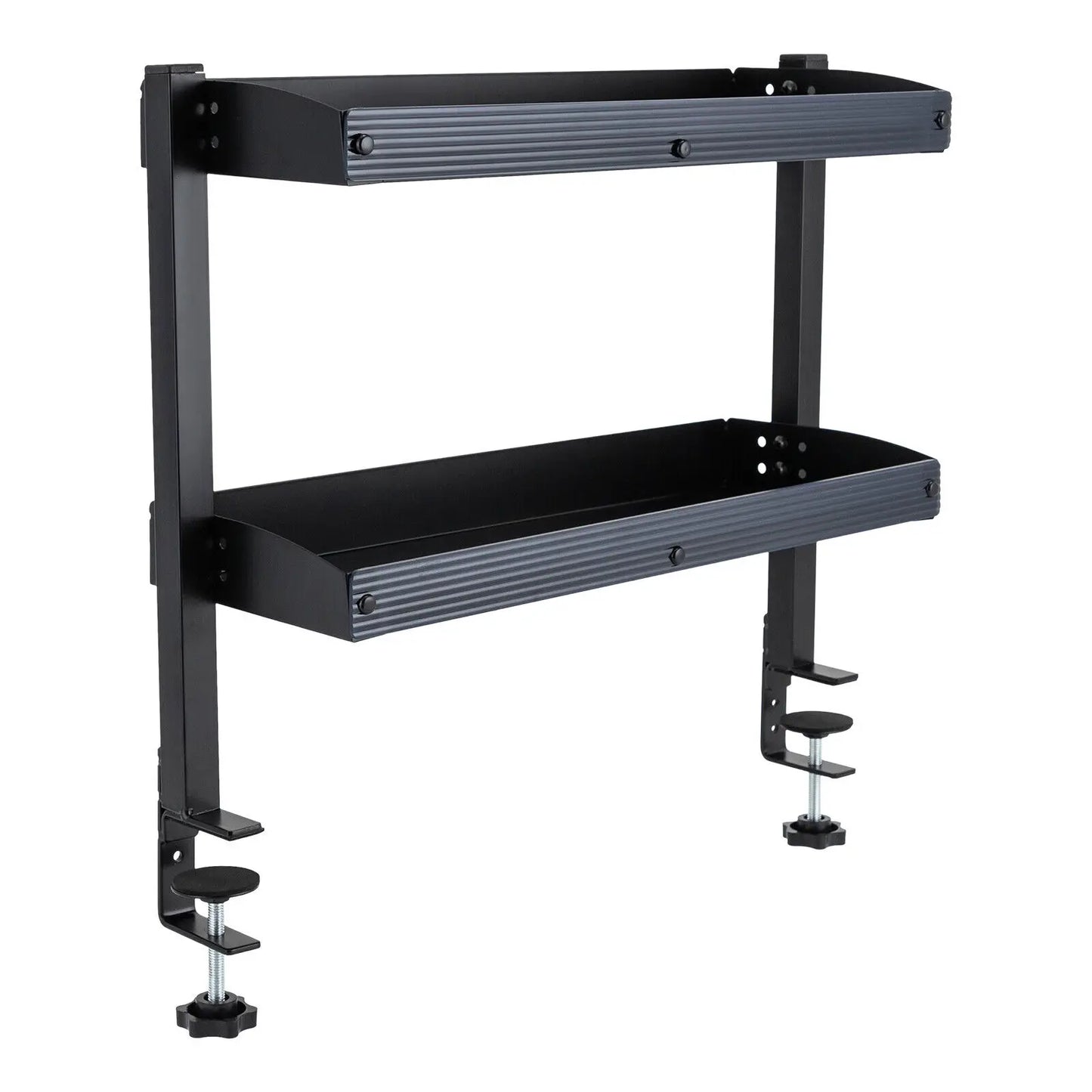 Desktop or Under-Desk Shelf Clamp-on 2-Tier Shelving W/ Adjustable Storage Tray