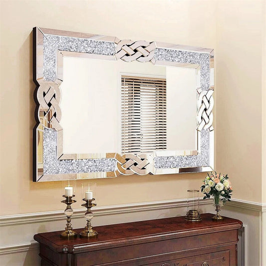 Large Crystal Crush Diamond Decorative Wall Mirror for Home