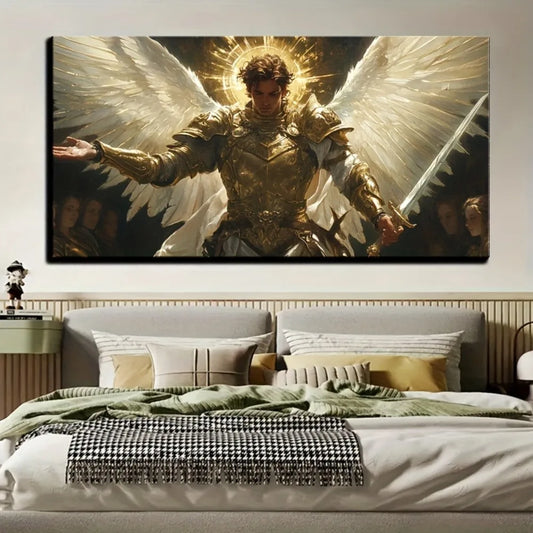 Archangel Canvas Painting Sword Design Wall Decor Frame