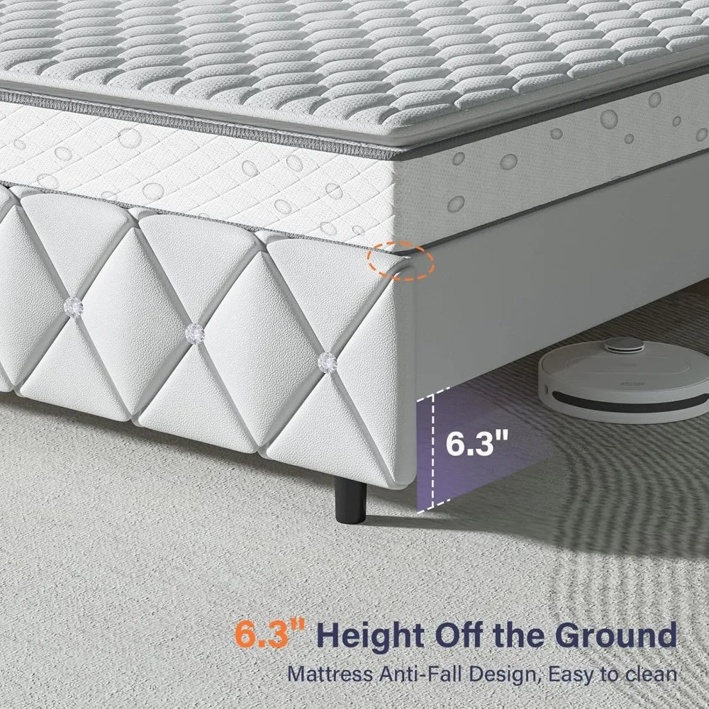 ANGDUOH Platform Bed Frame With Upholstered Headboard