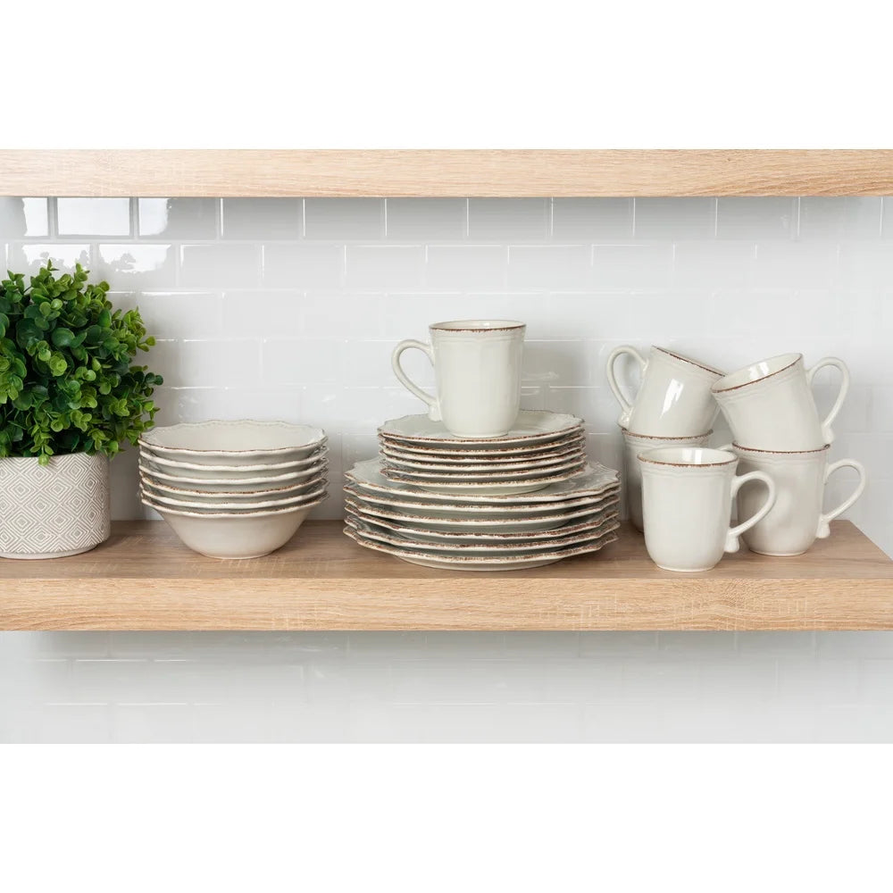 DUTRIEUX Stoneware Dinnerware Set Vintage Beaded Edge