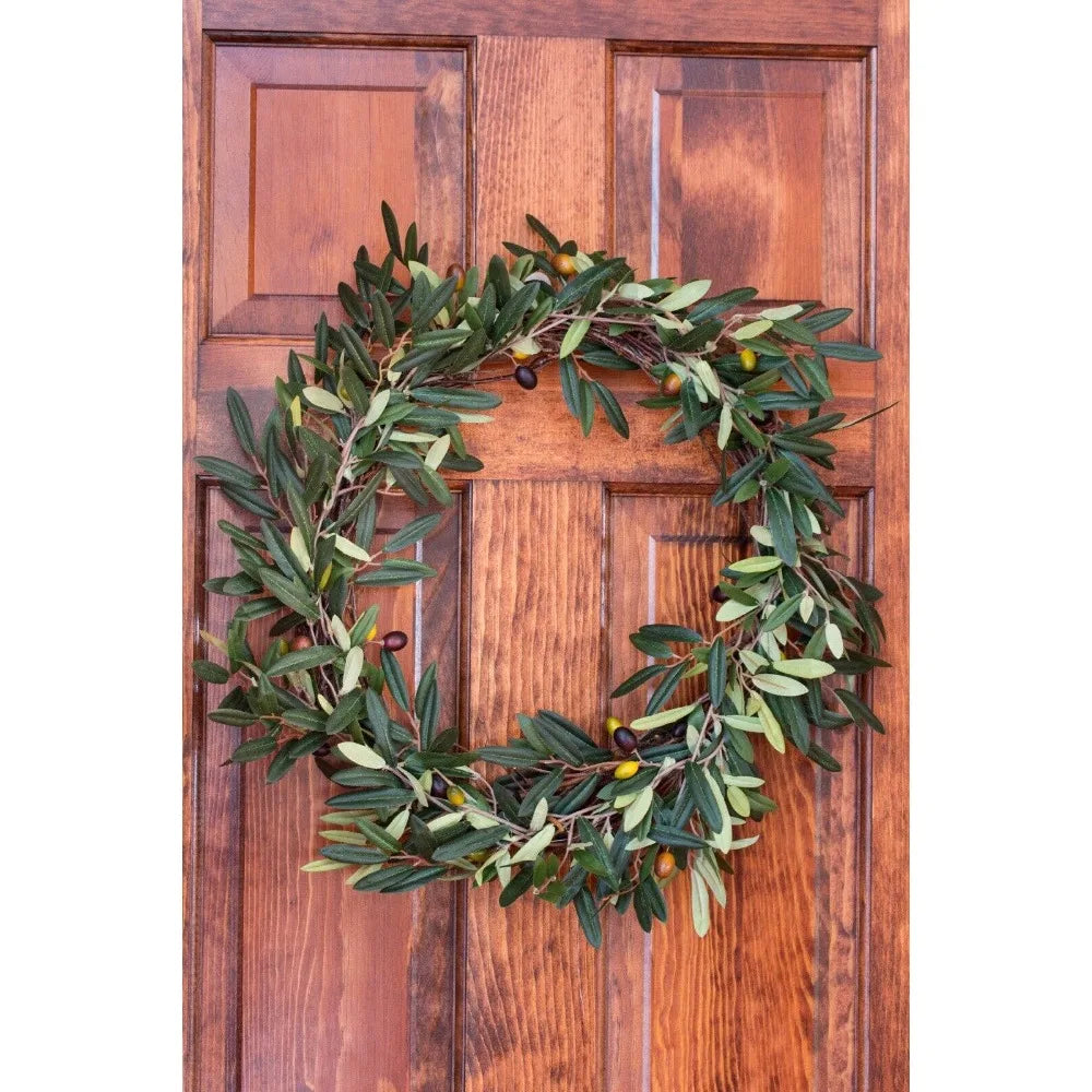 20” Artificial Olive Berry Twig Wreath Home Office Door Decor.