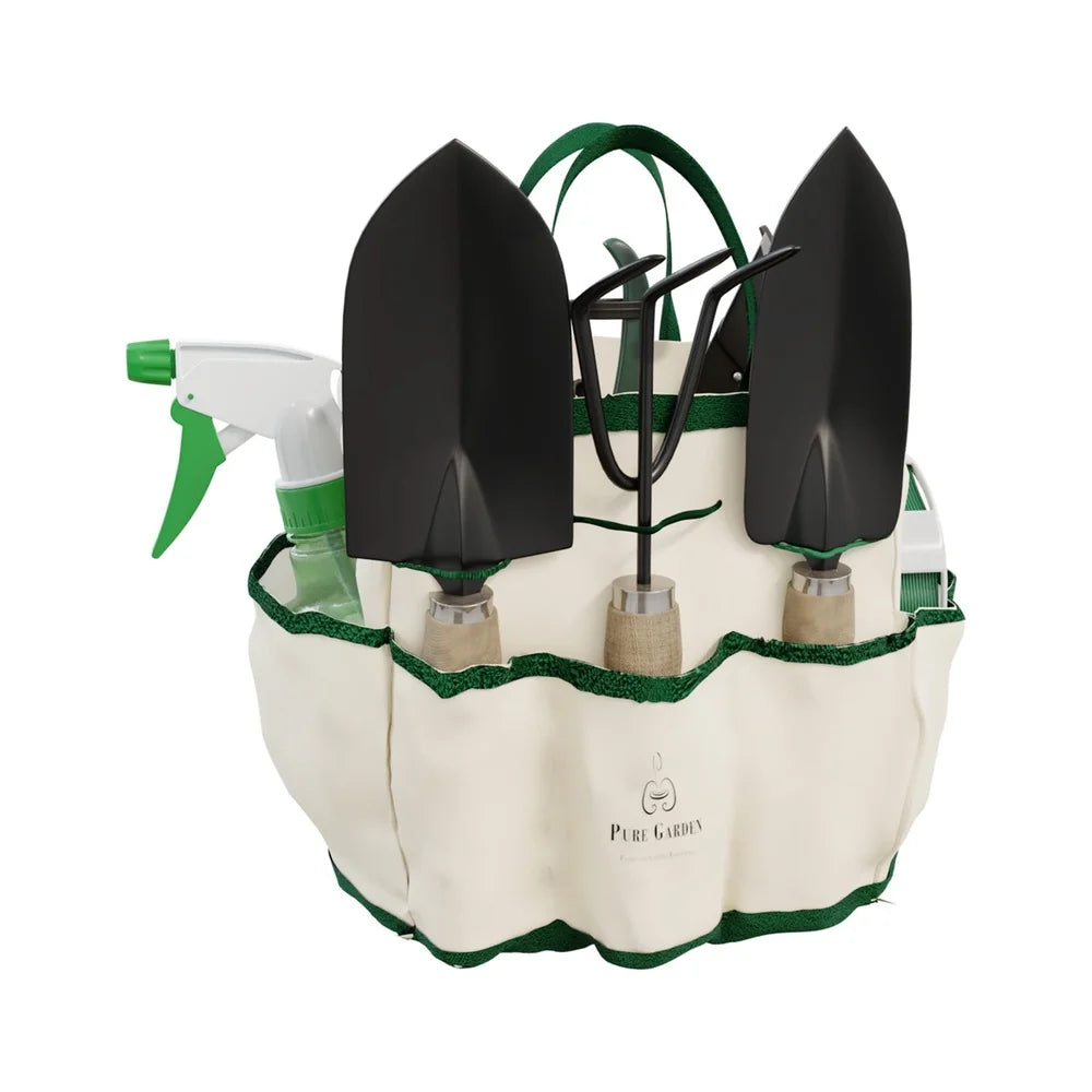 XMSJ 8 Piece Garden Tool Set With Canvas Tote Rake