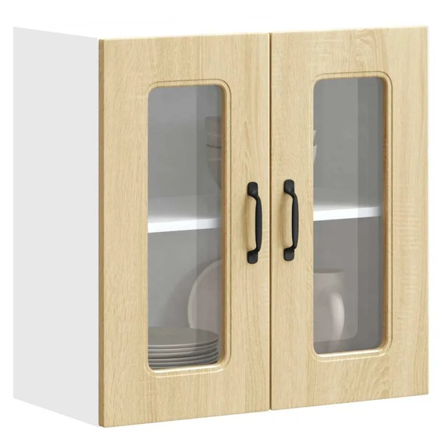 Kitchen Wall Cabinet Sonoma oak Engineered wood and glass
