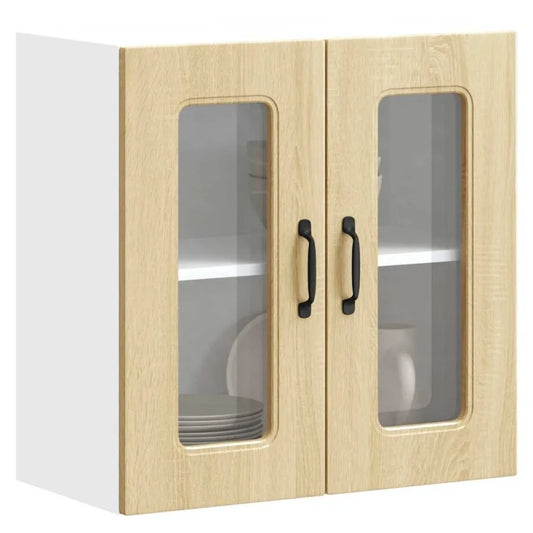 Kitchen Wall Cabinet Sonoma oak Engineered wood and glass