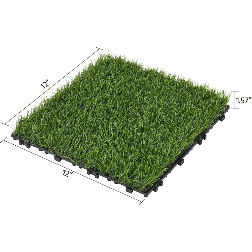 12 "x 12" artificial grass, grass tile interlocking self draining grass, fake grass, grass mat, outdoor, decoration, 27 pieces