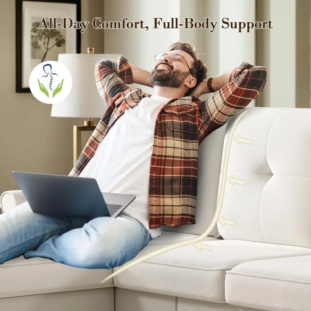 Sectional Couches for Living Room, 83" Velvet Modern 3 Seater Sofa, L Shaped Couch with Ottoman, Small Sectional Couch Sofas