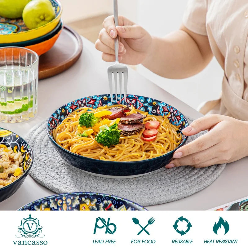 Malacasa Bohemia Retro Ceramic Dinnerware Set Floral