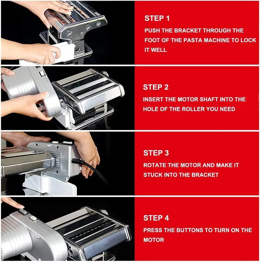 Electric Pasta Maker Machine with Motor, Stainless Steel Roller, 7 Thickness Settings for Homemade Noodles