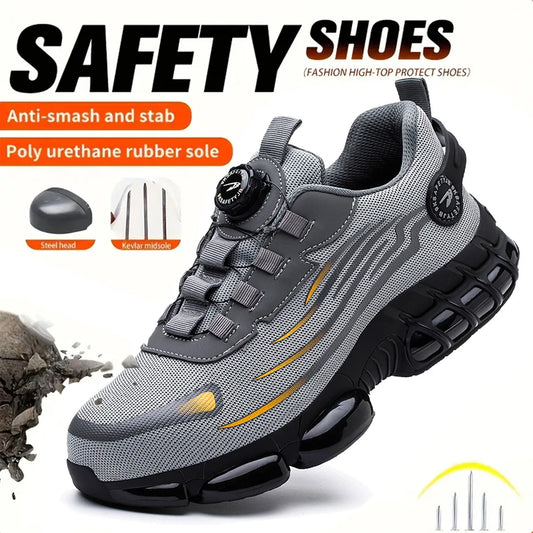 Breathable Lace Free Safety Shoes Anti Smash Puncture