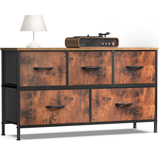 Modern Living Room Display Cabinet With Fabric Drawers and Steel Frame