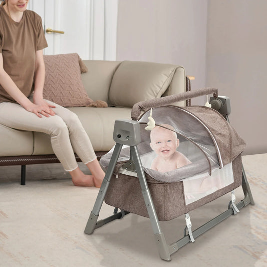 Portable Electric Baby Swing Cradle Bassinet Rocking Crib Infant Bed Cradle