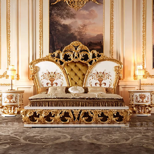 Solid Wood European Bed Italian Style Comfortable Furniture