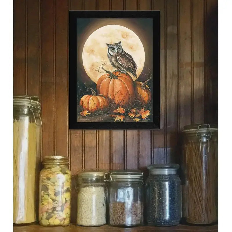 Ready to Hang Framed Wall Art Poster - 'In the Pumpkin Patch' by John Rossini, Black Frame, Beautiful Fall Decor