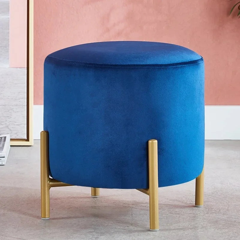 Velvet Dressing Stool With Gold Legs Tassel Ottoman Bench