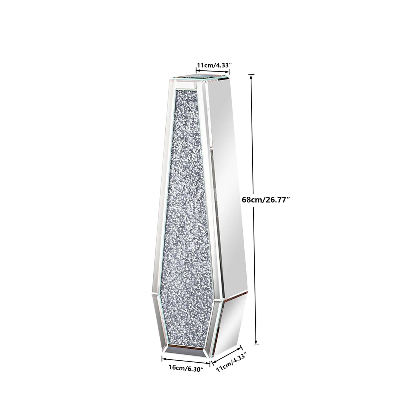 Crushed Diamond Decorative Mirrored Floor Vase for Elegant Decor