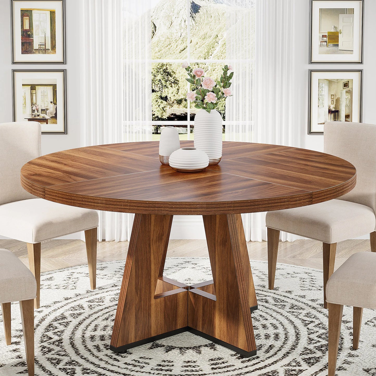 Tribesigns Round Dining Table for Cozy Gatherings and Meals
