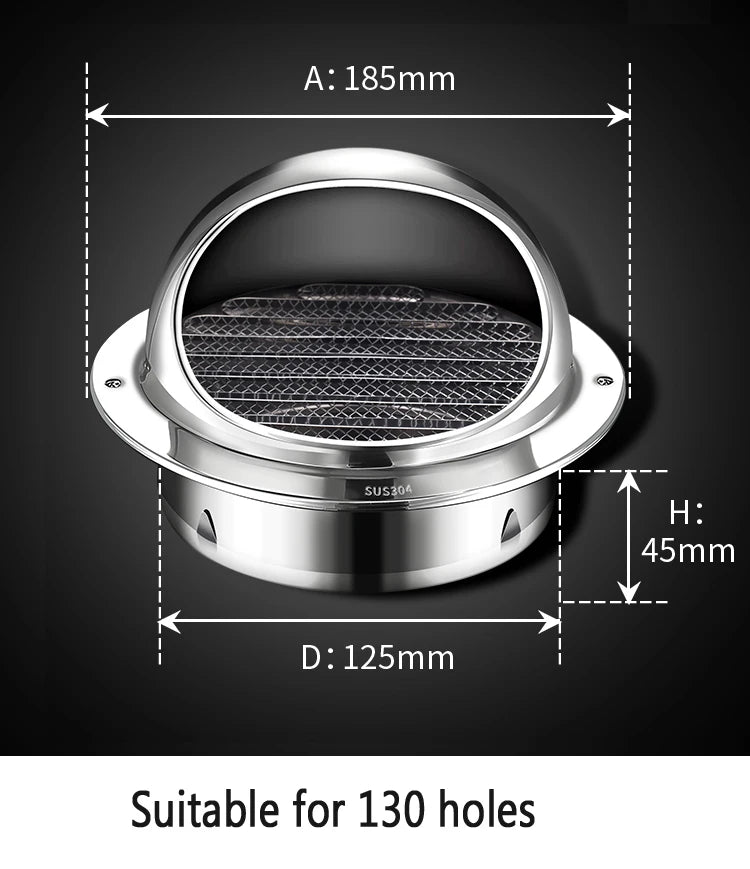 Stainless Steel Wall Ceiling Air Vent Ducting Ventilation Exhaust Grille Cover Outlet Heating Cooling Waterproof Vents Cap