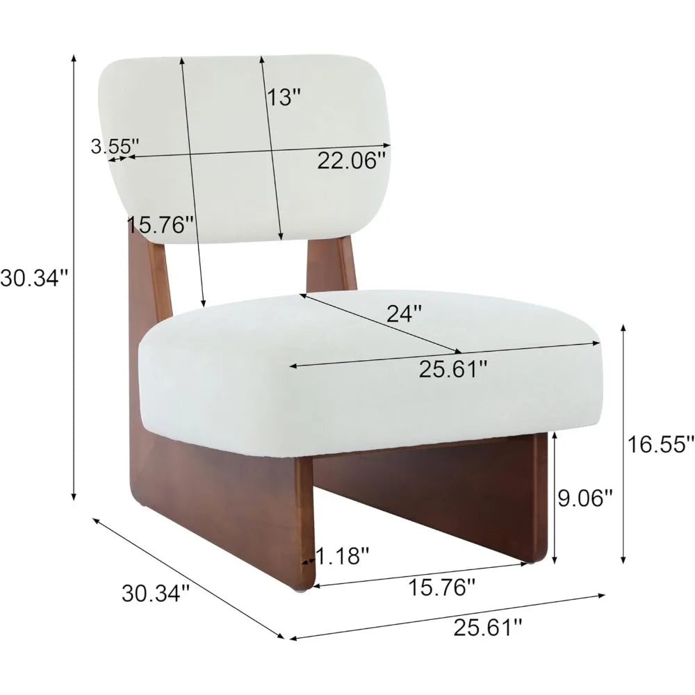 Mores Low Profile Accent Chair Set of 2, Modern Living Room Armless Lounge Chair, Fabric Comfy Reading