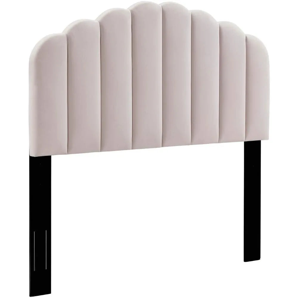Veronique Channel Tufted Performance Velvet Upholstered Full/Queen Headboard in Pink