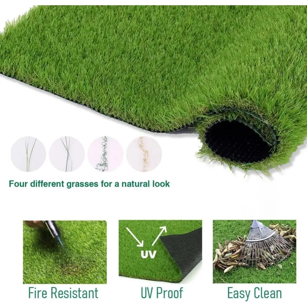 Artificial Grass Outdoor Rug, Realistic Fake Synthetic Grass Carpet, 35mm Thick Indoor Outdoor Grass Lawn Rugs Landscape