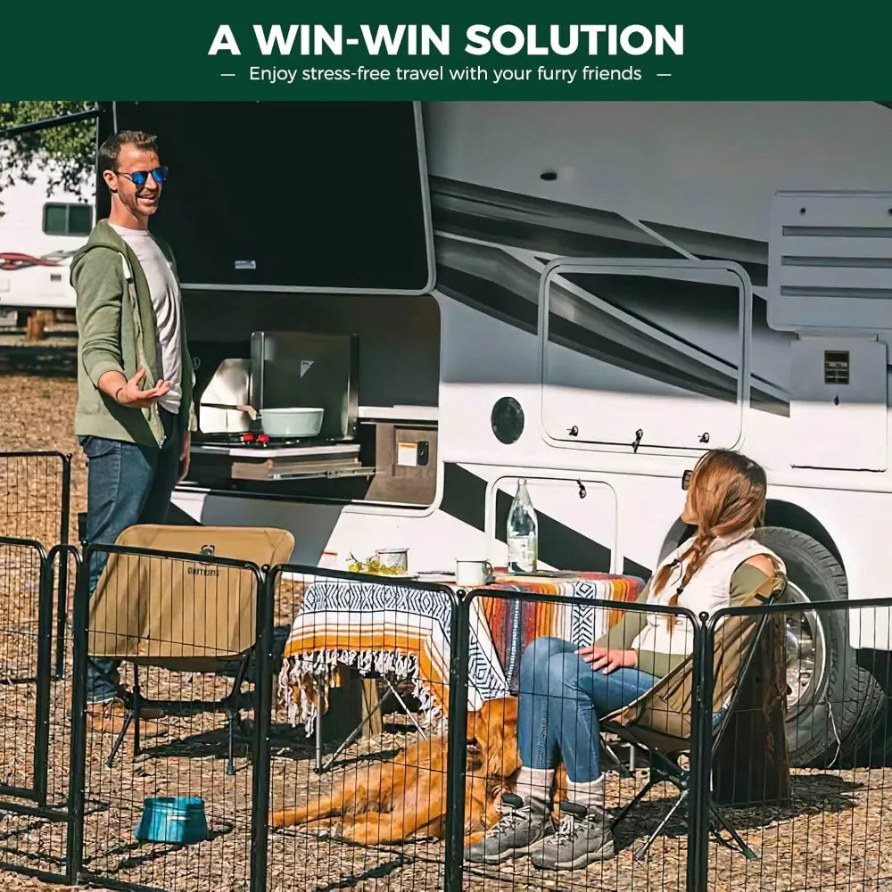 Rollick Dog Playpen for Yard, RV Camping, 50 inch 8 Panels for Large Dogs│Patented