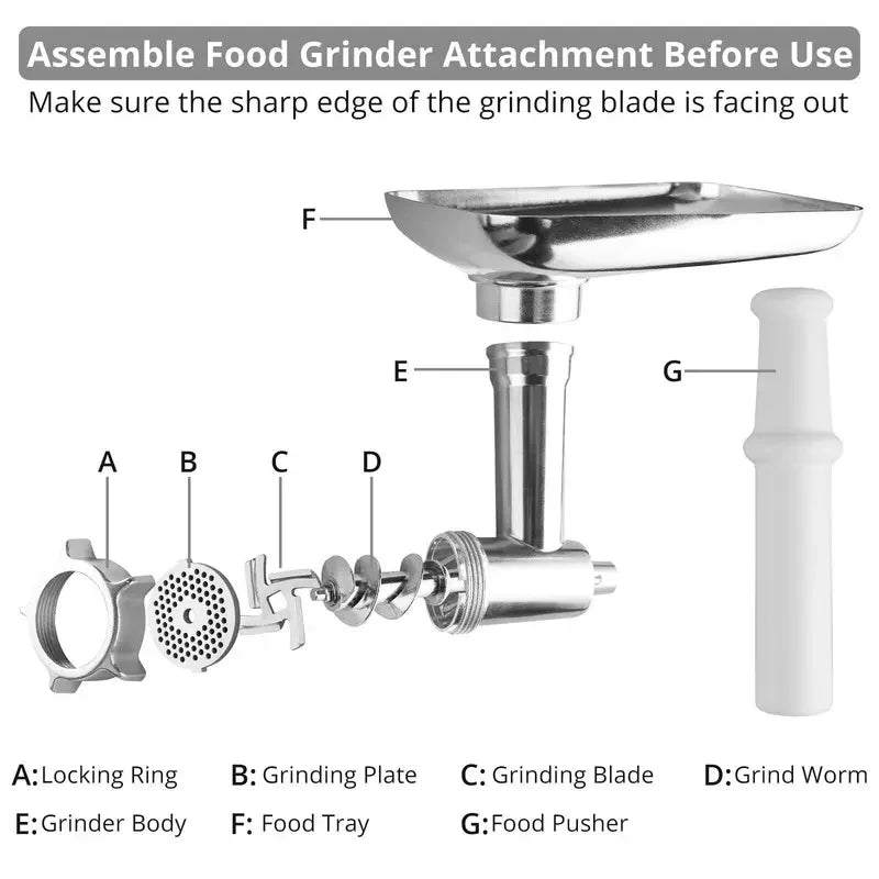 Stainless Steel Grinder Attachment For KitchenAid Stand Mixer, Durable Meat Grinder Accessories