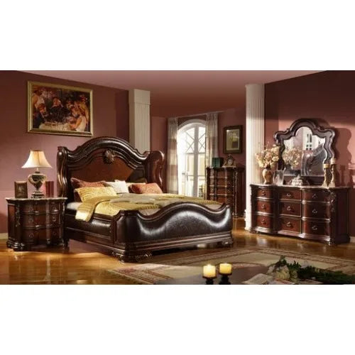 Traditional Style King 5pc Bedroom Set Dark Walnut Wood