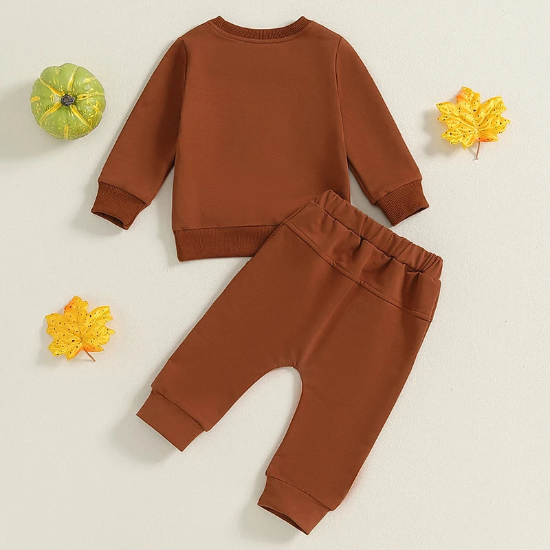 Toddler Girl Thanksgiving Outfit Turkey Print Long Sleeve Shirt Elastic Waist Leggings 2 Piece Set for Autumn Winter Holiday