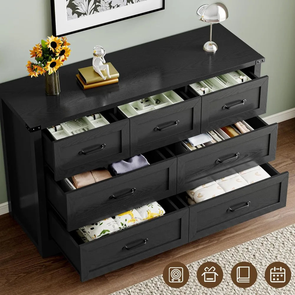 7-Drawer Dresser for Bedroom, Modern Wooden Chest of Drawers with Metal Handles, Anti-Tipping Design, Sturdy and Stable Storage
