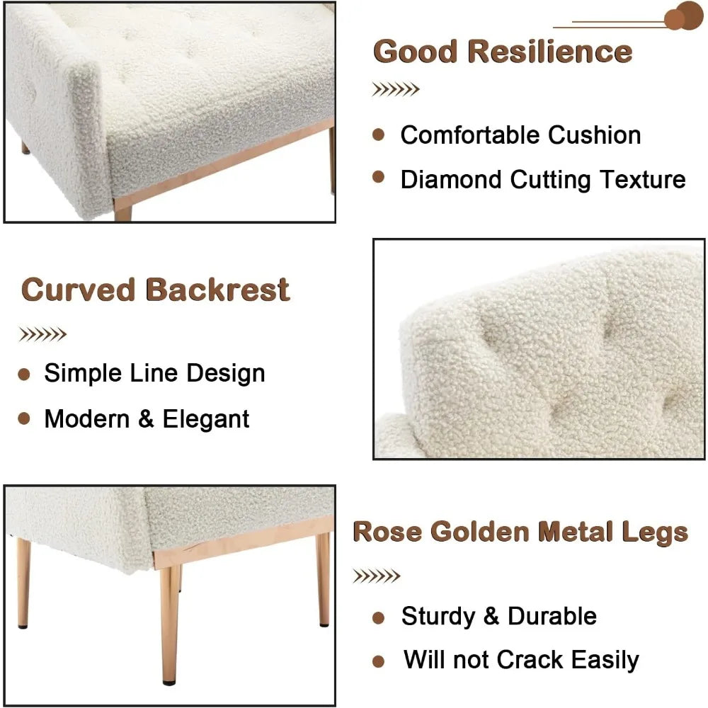 Modern Accent Chair, Upholstered Single Sofa Arm Chair for Living Room and Bedroom, Comfy Armchair with Solid Tapered M