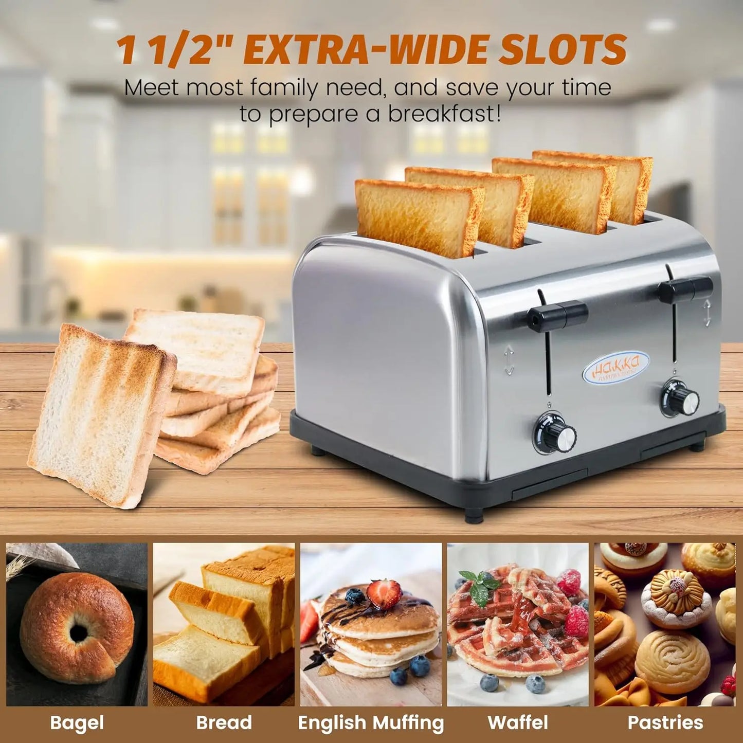 Iosn 4 Slice Stainless Steel Toaster With Auto Shut Off