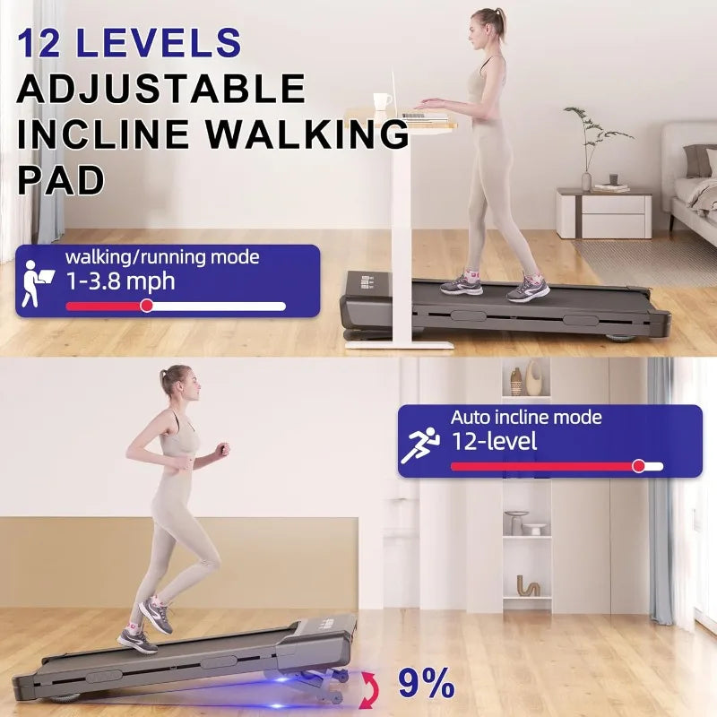 Walking Pad with auto Incline,3 in 1 Portable Treadmill with Remote Control LED Display,Walking Jogging Machine,300 Lbs Capacity